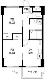サンセゾン1 2DKの間取図画像