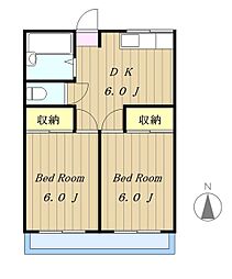 サニーコート府中中河原 2DKの間取図画像