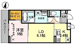 ONARIGOTEND 2階1LDKの間取り
