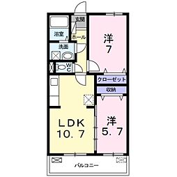 エテルノ貝塚B 2LDKの間取図画像