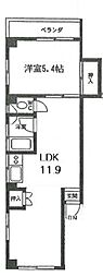 第二エース・コーポ 3階1LDKの間取り