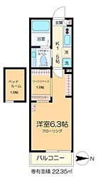 シティ・ソレイユ宝町 1階1Kの間取り