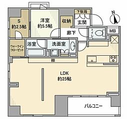 グランスイート八丁堀 8階1SLDKの間取り