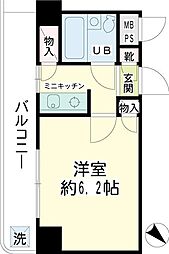 プラザ川崎NO.2 4階1Kの間取り