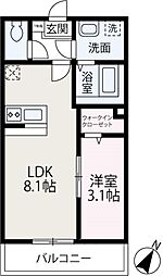 アベニール 1LDKの間取図画像