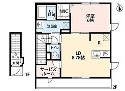 Amour Valle Fiume 1LDKの間取図画像