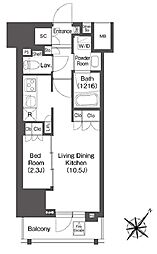 レフィールオーブ代々木 4階1LDKの間取り
