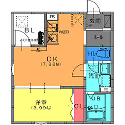 エフスタイル西取石3号館 1DKの間取図画像