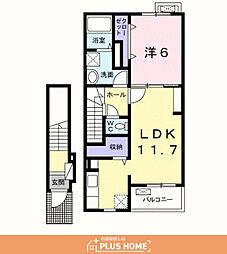 グランディールシュン 1LDKの間取図画像