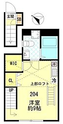 FERIO綾瀬ウエストコート 2階ワンルームの間取り