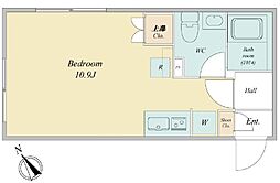 ラヴィエール清澄ガーデンテラス 4階ワンルームの間取り