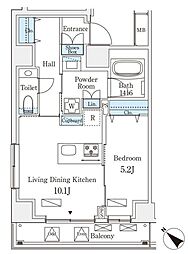 オーパスレジデンス南青山 5階1LDKの間取り