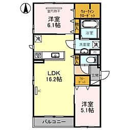阪急神戸本線 塚口駅 徒歩6分の賃貸アパート 2階2LDKの間取り