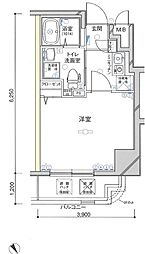 グリフィン横浜・セントラルステージ 1Kの間取図画像