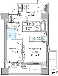 パークアクシス御茶ノ水ヒルトップ 2LDKの間取図画像