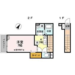 アプリコ 2階1Kの間取り
