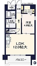 JR東海道・山陽本線 立花駅 徒歩2分の賃貸マンション 4階1LDKの間取り