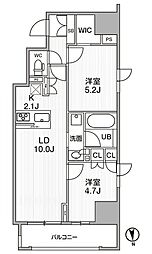 シーズンフラッツ新御徒町 2階2LDKの間取り