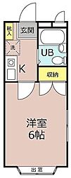 クレアール茅ヶ崎2 1Kの間取図画像