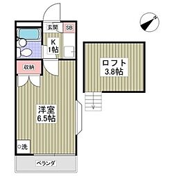 ガザニア 1Kの間取図画像
