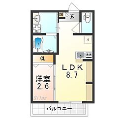 南海線 七道駅 徒歩3分の賃貸マンション 3階1LDKの間取り