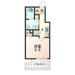 ラシーヌ住吉大社 4階1Kの間取り