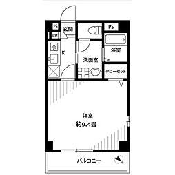 アンプルールフェール茂木 1Kの間取図画像