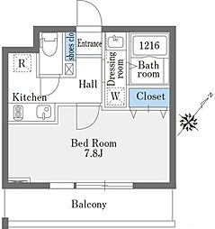ラドゥセール巣鴨East 1Kの間取図画像