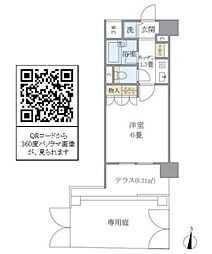 プリヴェール目黒行人坂 1Kの間取図画像