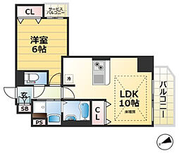 プレサンス三宮フラワーロード 1LDKの間取図画像