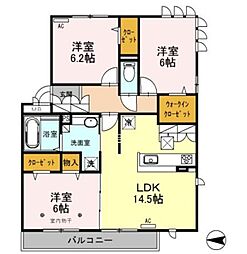ロイジェントパークス レイクタウンIII N 1階3LDKの間取り