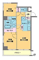 カスタリア浅草橋 3階2LDKの間取り