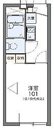 レオパレス若葉 1Kの間取図画像