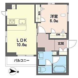 マルジュ明大前 2階1LDKの間取り