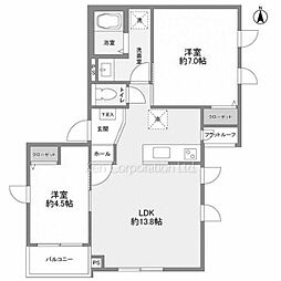 Peabody Homes Nakano 2LDKの間取図画像