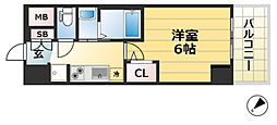 エステムコート神戸湊町 1Kの間取図画像