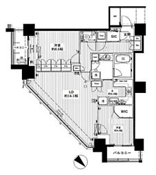 BEACON Tower Residence 31階2LDKの間取り