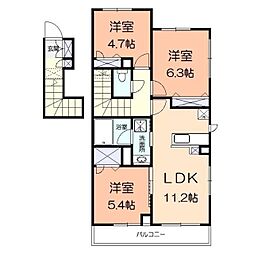 アルンディナリアE 3LDKの間取図画像