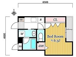 コルヌイエ・蓮根 1Kの間取図画像