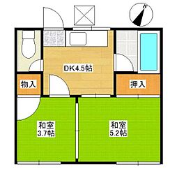ユミカハイツ 2DKの間取図画像