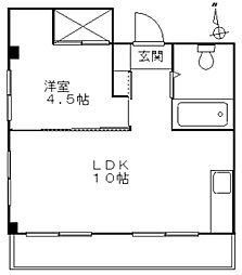 ももやビル 1LDKの間取図画像