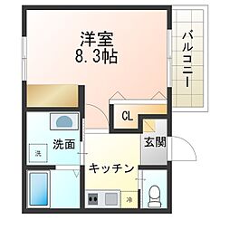 Adatto 1階1Kの間取り
