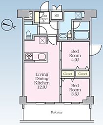 S-RESIDENCE板橋大山clair 2LDKの間取図画像