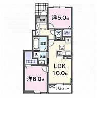 ステーション大美野 1階2LDKの間取り