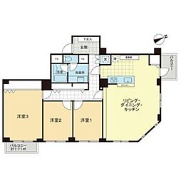 高輪マンション 3LDKの間取図画像