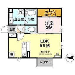 メゾンドオランジュ 1LDKの間取図画像