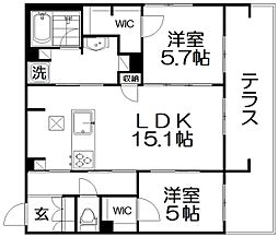 シャーメゾン ブルーム 楠葉 2LDKの間取図画像