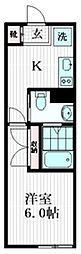 b'CASAKodaira 1Kの間取図画像