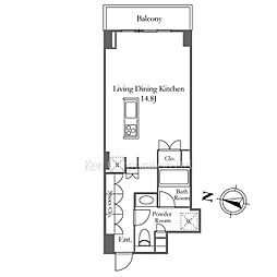 ＫＤＸレジデンス恵比寿 3階ワンルームの間取り