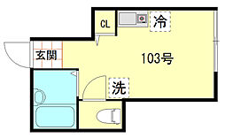 ネオス葛西 1階ワンルームの間取り